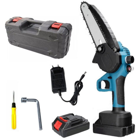 TRADE SHOP - Mini Elettrosega Doppia Batteria 26v 2,5ah Motosega Elettrica Lama 6" -