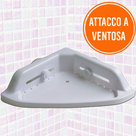 TRADE SHOP - Mensola Angolare Per Doccia Bagno Portaoggetti Attacco A Ventosa 21 X 21 Cm -