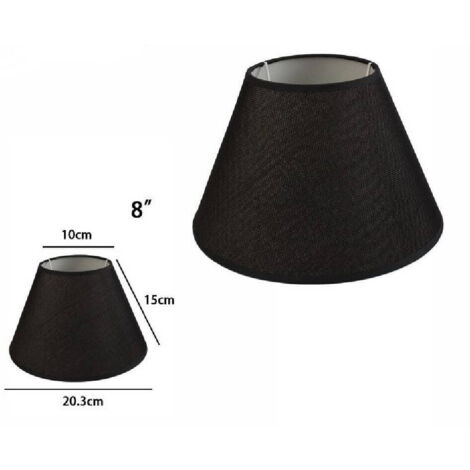 TRADE SHOP - Paralume Conico Cilindro Classico Ricambio Per Lampada E Applique In Tessuto Tnt - Nero   -8"   -