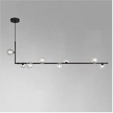 TRADE SHOP - Lampadario 8 Sfere G9 In Vetro Da Soffitto In Metallo Nero Design Moderno 71621 -