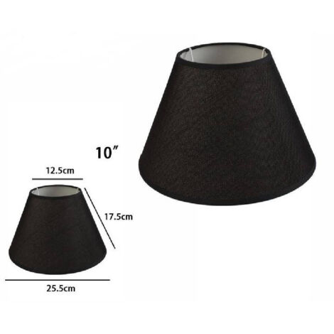TRADE SHOP - Paralume Conico Cilindro Classico Ricambio Per Lampada E Applique In Tessuto Tnt - Nero   -10"   -