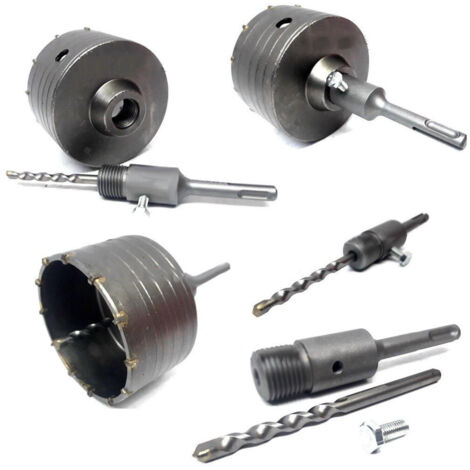 TRADE SHOP - Fresa Carotatrice A Tazza Per Muro Da 30mm A 130mm + Asta Da 11 Cm Sds Plus -       100 mm