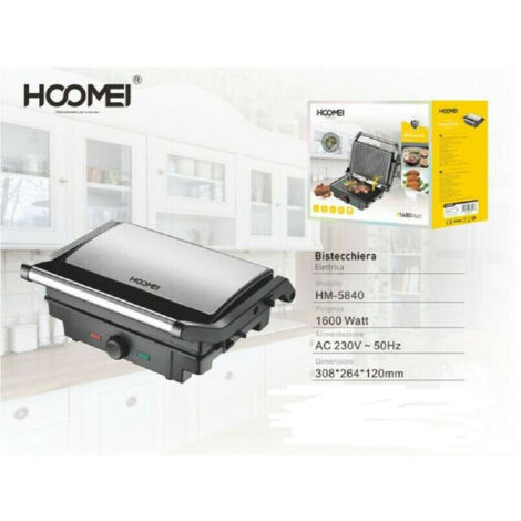 TrAdE Shop Traesio - Bistecchiera Elettrica A Contatto Piastra Per Panini Toast Griglia Grill 1600 W 12219954