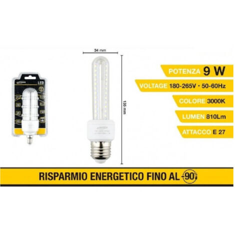 Lampadina LED E27 9W – 875 Lumen, Luce Fredda 6000K, 15.000 Ore, Confezione Da 5