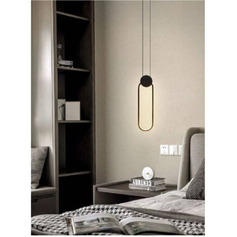 TRADE SHOP - Lampadario Led Sospensione Moderno Metallo Nero 14w Luce 3000k 4000k 6500k Lp-03 - -Bianco Caldo      -
