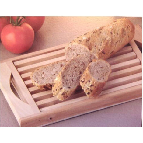 TRADE SHOP - Tagliere Per Pane In Legno Con Griglia Estraibile Per Briciole 30 X 18 Cm -