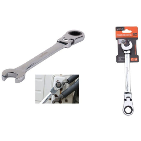 TRADE SHOP - Chiave A Cricchetto Combinata 17mm Testa Pieghevole Cromo Vanadio Utensile 91738 - (1/2)