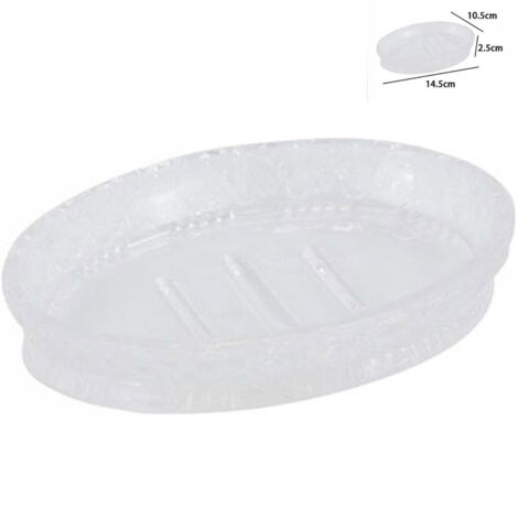 TrAdE Shop Traesio - Porta Sapone In Vetro Ovale Da Appoggio Lavabo Bagno Vasca Doccia 10.5x14.5x2.5 -
