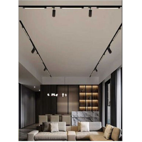 TRADE SHOP - Faretto Orientabile Binario 26 W 12led Bianco Nero Luce 3000k 6500k 4000k Pst-47 - Nero-Bianco Caldo -