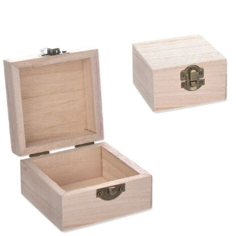 TRADE SHOP - Scatole Baule Scatola 2 Pezzi Legno 59721 Quadrato Gioie 8x8x5 Cm Decoupage -
