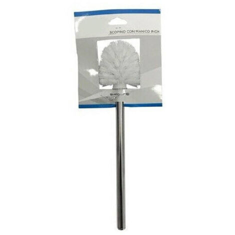 TRADE SHOP - Scopino Ricambio Per Wc Bagno Toilette Con Manico Acciaio Inox Spazzolone 59109 -