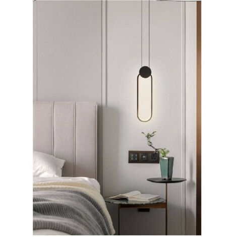 TRADE SHOP - Lampadario Led Sospensione Moderno Metallo Nero 14w Luce 3000k 4000k 6500k Lp-03 - -Bianco Naturale -