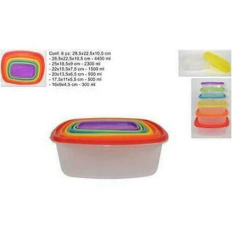 Lock & Lock HPL805-6 Set 6 Contenitori Rettangolari Per Alimenti 180 Ml - Sistema Di Chiusura Ermetica - 2