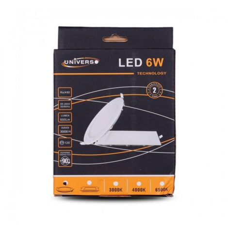 TRADE SHOP - Pannello Led Slim 6w Incasso Rotondo In Pvc Luce Caldo Naturale Freddo P105at - -Bianco Naturale -
