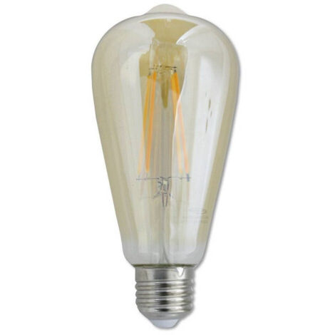 TRADE SHOP - Lampadina Led Filamento 8w St64 E27 Luce Calda 2600k 880lmn Vetro Ambrato T64-oc -