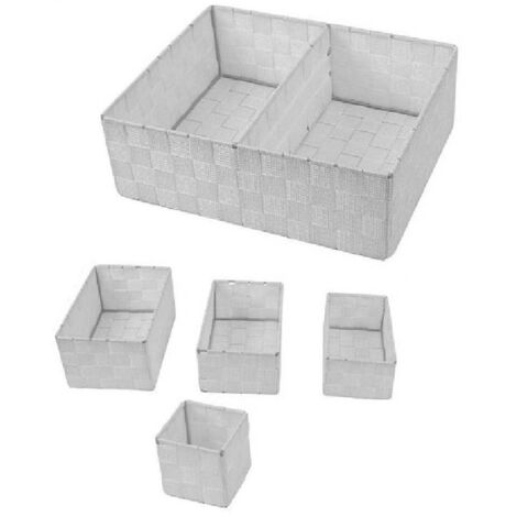TRADE SHOP - Scatole In Tessuto Componibili Organizer Per Bagno Armadi Scaffali 79079 Grigio - (1/2)