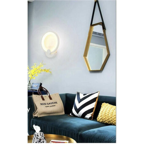 TRADE SHOP - Applique Cerchio 10 Watt Parete Abat Jour Luce Fredda Calda Naturale 6551 E27 - -Bianco Caldo -