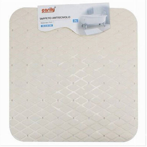 TRADE SHOP - Tappeto Tappetino In Pvc Antiscivolo Per Vasca Bagno Doccia 50x50 Cm 79729 Beige -