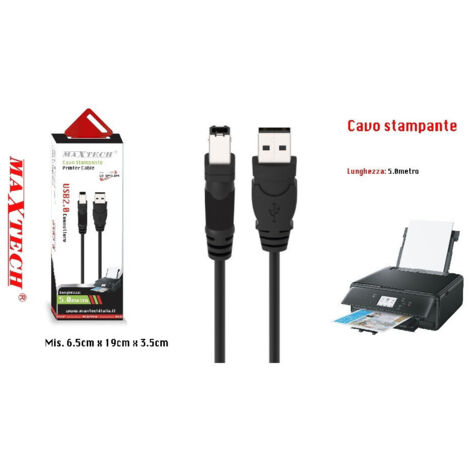 TrAdE Shop Traesio - Cavo Usb 2.0 5 Mt Ad Alta Velocità Per Stampante Hard Disk Scanner A/b Maschio - (1/2)