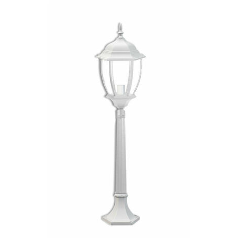 TRADE SHOP - Lampione Giardino 870mm Lanterna In Vetro E27 Luce Esterno Alluminio Es39 Bianco -