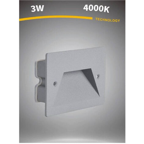 Segnapasso LED Da Incasso Per Esterni, Modello ES49-BN, Colore Bianco, Luce Naturale 4000K, 3W, IP65. Ideale Per Vialetti E Giardini.