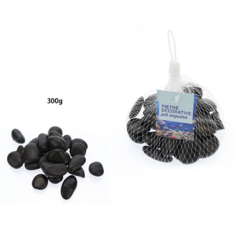 TRADE SHOP - Pietre Ciottoli Decorativi Acquario Neri 300gr Decorazione Piante Giardino 70252 -