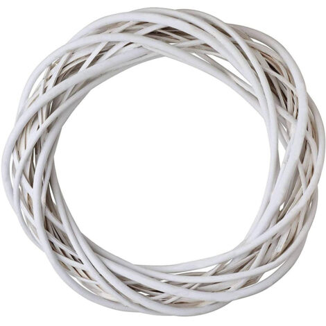 TRADE SHOP - Ghirlanda Dietroporta In Legno Bianco Intrecciato 30 Cm Decorazioni Porta Natale -