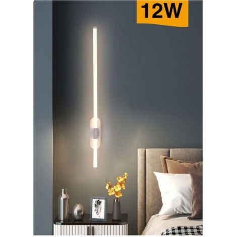 TRADE SHOP - Applique A Led 12 Watt Tubo Lungo Bianco Moderno Luce Fredda Calda Naturale E80 - -Bianco Caldo -