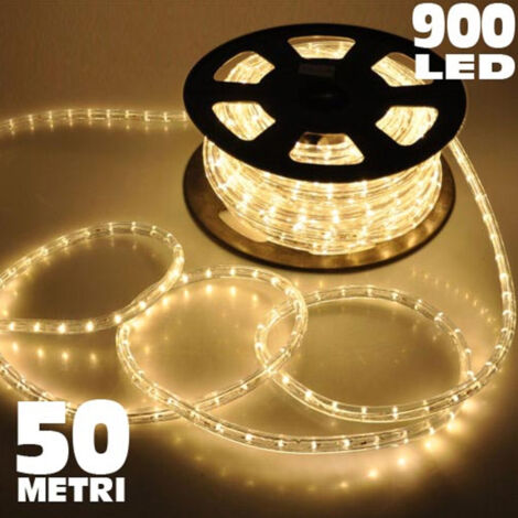 TRADE SHOP - Tubo Luminoso 50 Metri Bianco Caldo Per Uso Esterno Con Controller 8 Giochi Luce - (1/2)