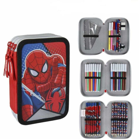 L'ERBAVOGLIO Astuccio Spiderman 3 Zip - Kit Scuola 44 Pezzi Ufficiale | Celeste/Rosso - Foto 5