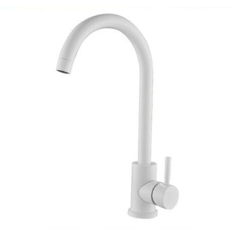 TRADE SHOP - Rubinetto Per Lavello Cucina A Canna Alta Bianco Miscelatore Per Lavandino 79830 -