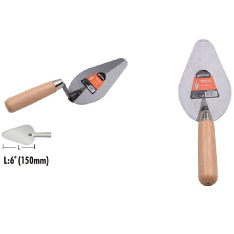 TRADE SHOP - Spatola Forma Pesca Cazzuola Acciaio 150 Mm 6" Manico In Legno Ferramenta 90476 -