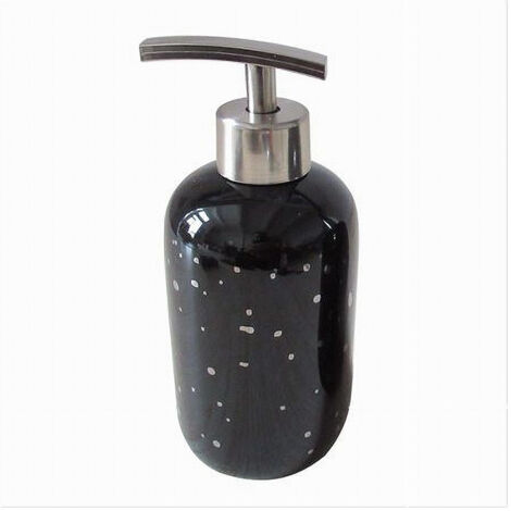 TRADE SHOP - Dispenser Porta Sapone Liquido Nero Macchiato Argento Bagno Moderno Arredo 59930 -