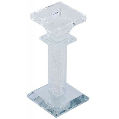TRADE SHOP - Porta Candela Vetro Diamanti Candeliere Idea Regalo Bomboniera Cristallo 6x6x13 - (1/3)