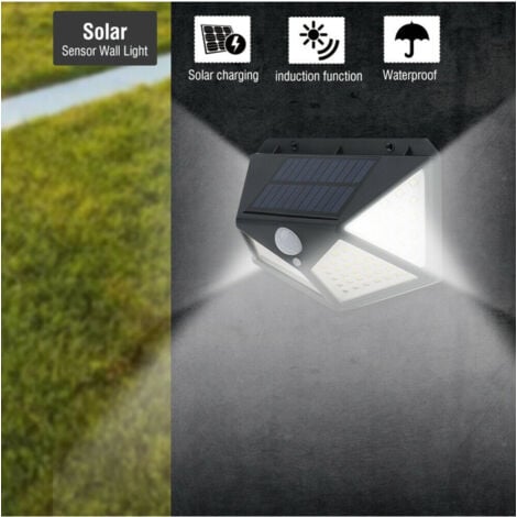 TrAdE Shop Traesio - Lampada Luce Faretto Faro Esterno Energia Solare 100 Led Sensore Movimento -