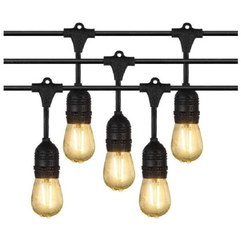 TRADE SHOP - Catena Luminosa Esterno Ip44 Cordoniera Portalampada A Cascata 10xe27 11mt St-ap - Nero