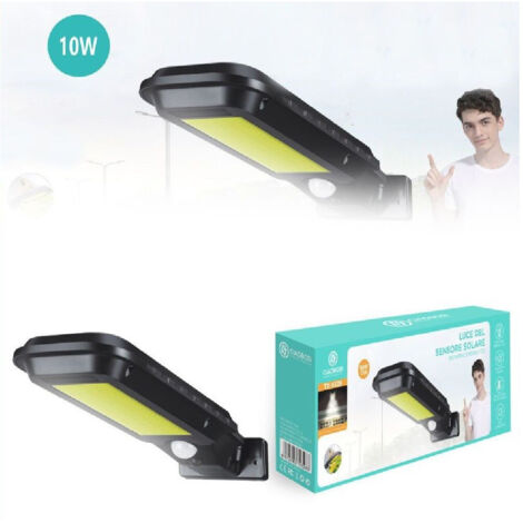 TRADE SHOP - Faro Lampione Stradale Pannello Solare Fotovoltaico Sensore 10 Watt Cob Tx-9328 -
