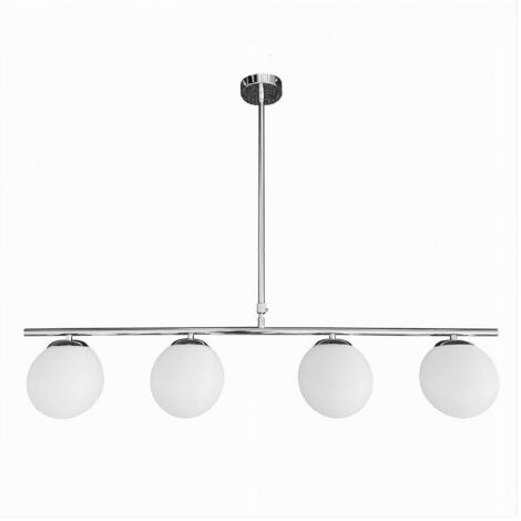 TRADE SHOP - Lampadario A Sospensione Argento Con 4 Sfere Bolle Bianche In Vetro Attacco G9 33924 -