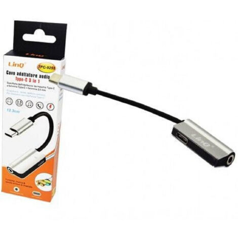 TRADE SHOP - Cavo Adattatore Audio Type-c 3 In 1 A Jack Auricolari + Ricarica Tipo C Tpc-9255 -