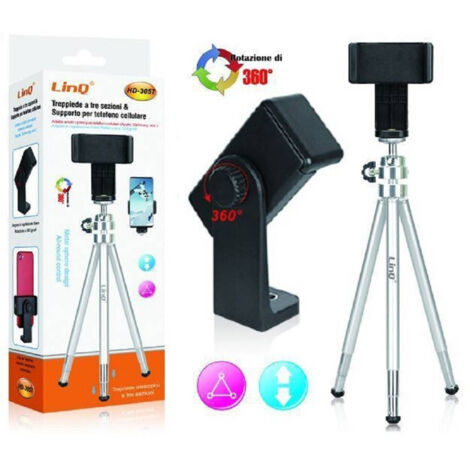 Tripod 19S – Treppiede Flessibile In Alluminio Per Smartphone, Con Supporto Universale E Custodia, Compatibile OnePlus E LG