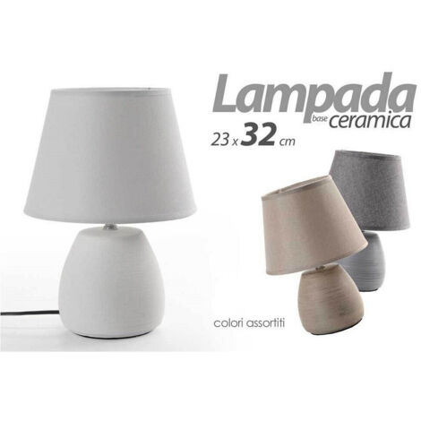 TRADE SHOP - Lampada Lumetto Abat-jour 23x32cm Da Tavolo Base In Ceramica 3 Colori Ass 763564 -