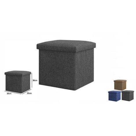 TRADE SHOP - Pouff Puff Pouf Contenitore Imbottito Con Seduta In Tessuto 30 X 30 X 30cm 69584 -