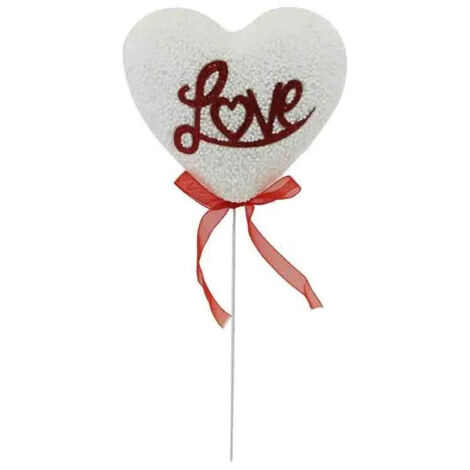 4PZ CUORI POLISTIROLO GLITTERATI CON STAND 10CM SAN VALENTINO 68317