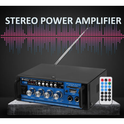 TRADE SHOP - Amplificatore Audio 12v 220v Usb Sd 2 Microfoni Mp3 Fm Casa Auto Karaoke Bt188a - (1/5)