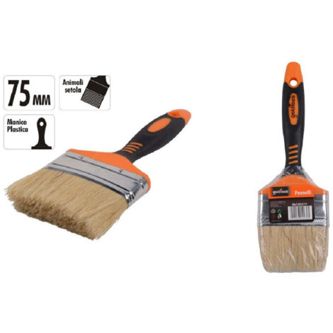 TRADE SHOP - Pennello Piatto 3" 75 Mm Setole Morbide Pittura Vernice Manico Antiscivolo 90279 -