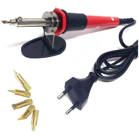 TRADE SHOP - Incisore Elettrico 30 W Incisione Scritte Legno Sughero Saldatore 5 Punte Stilo -