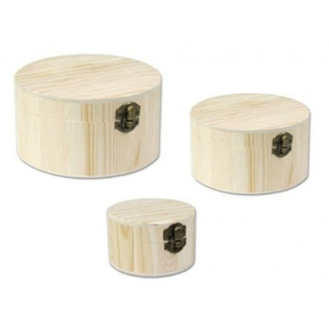 TRADE SHOP - 3 Scatole Rotonda Matrioska Baule Scatola Legno Portagioie Decoupage Cofanetto -