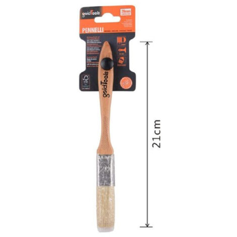 TRADE SHOP - Pennello Piatto 21cm Con Manico Legno Setole Morbide Per Pittura Vernice 90201 -
