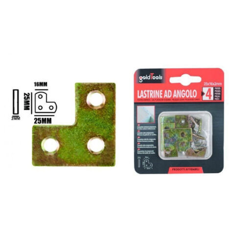Kaela - Set 4 Pz Lastrina Lastrine Ad Angolo Forma V 25x16x2mm Con Viti Per Mobili 91226 - (1/2)