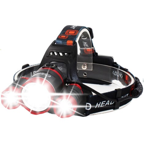 TrAdE Shop Traesio - Lampada Torcia Frontale Led Ricaricabile 3 Led Cree T6 R5 Rj3000 5000 Lumen -